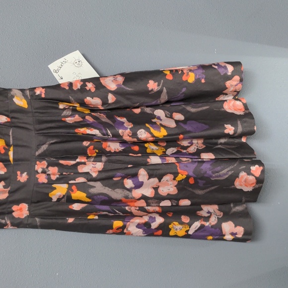 sz 6 Grey floral tea length dress sleeveless pockets fully lined hidden zipper - Picture 5 of 13